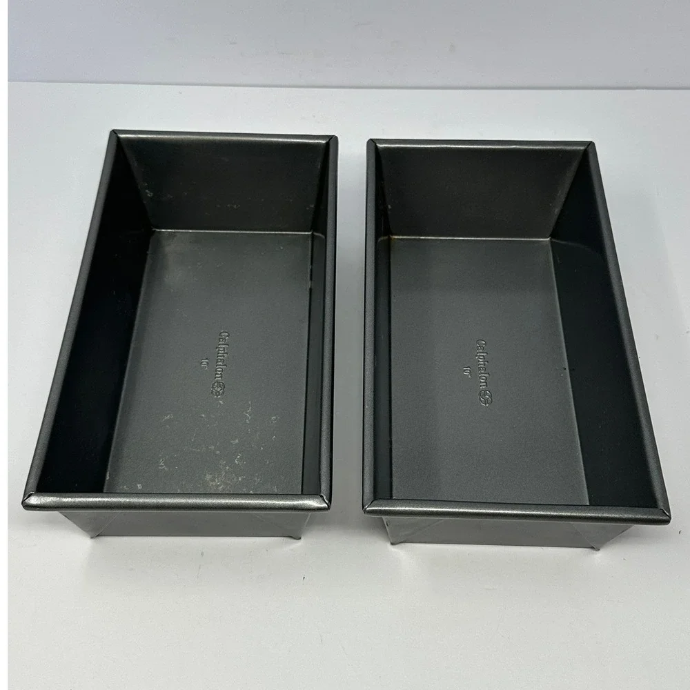 Calphalon 10 Inch Loaf Pan Set of 2 Dark Grey Nonstick Steel Bread Bakeware B9